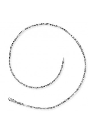 Sterling Silver 925 Byzantine Chain Necklace - Oxidied Square 5 mm