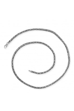 Sterling Silver 925 Byzantine Chain Necklace - Oxidied Round 5 mm